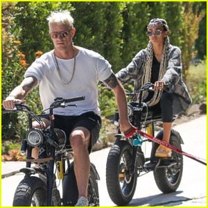 Joel Kinnaman & Fiancee Kelly Gale Go For a Ride on Their Electric Bike...