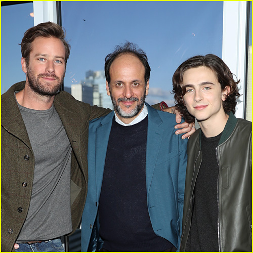 Luca Guadagnino with Armie Hammer and Timothee Chalamet