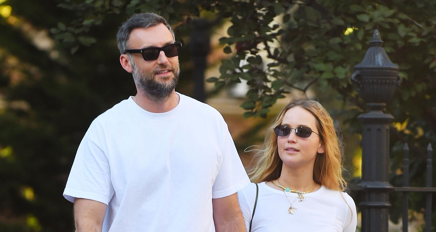 Jennifer Lawrence Holds Hands with Husband Cooke Maroney During Walk in the...