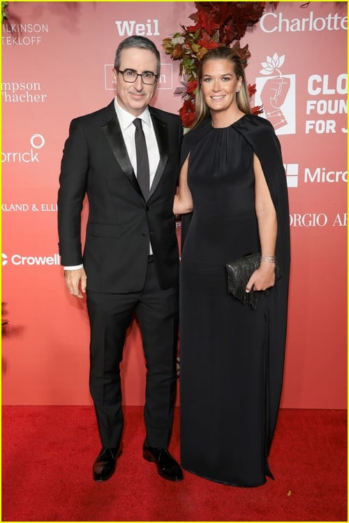 John Oliver and Kate Norley at the Clooney Foundation Albie Awards
