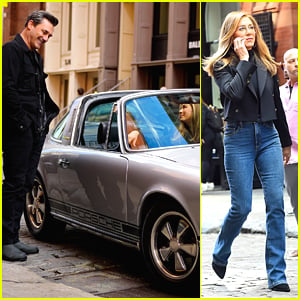 Jennifer Aniston Picks Up Jon Hamm In A Porsche While Filming 'The Morning Show'