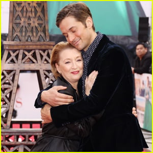 Lesley Manville & Lucas Bravo Share a Hug at 'Mrs. Harris Goes to Paris' Premiere in London