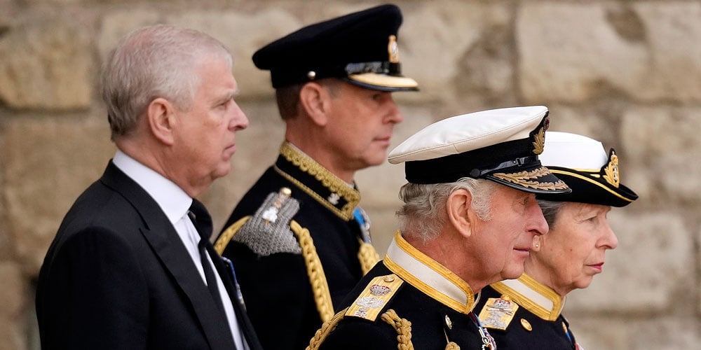 King Charles, Princess Anne, Prince Edward & Prince Andrew Stand