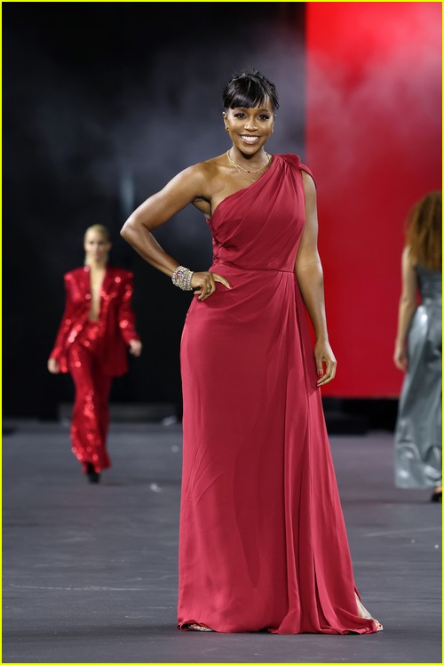 Aja Naomi King on the runway for the L'Oreal Paris show