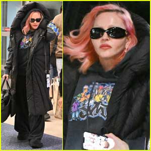 Madonna Shows Off Her Pink Hair While Catching Flight Out of NYC