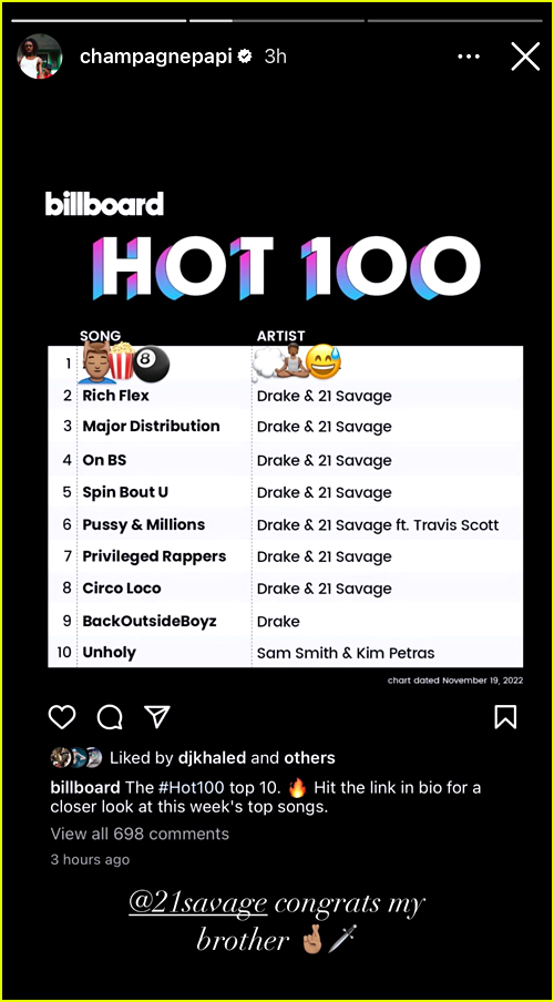 Drake post on Instagram Stories