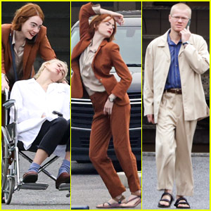 Emma Stone Strikes a Pose While Filming New Movie 'And' With Jesse Plemons & Margaret Qualley