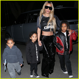 Kim Kardashian Takes Her Three Youngest Kids to Dinner in Calabasas