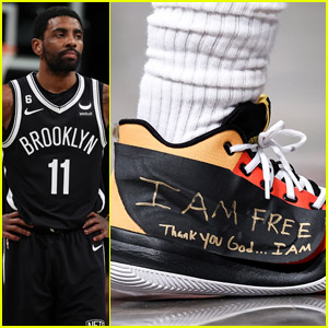 Kyrie Irving Seemingly Disses Nike With Note Covering Their Logo on His Shoes After Losing Brand Partnership