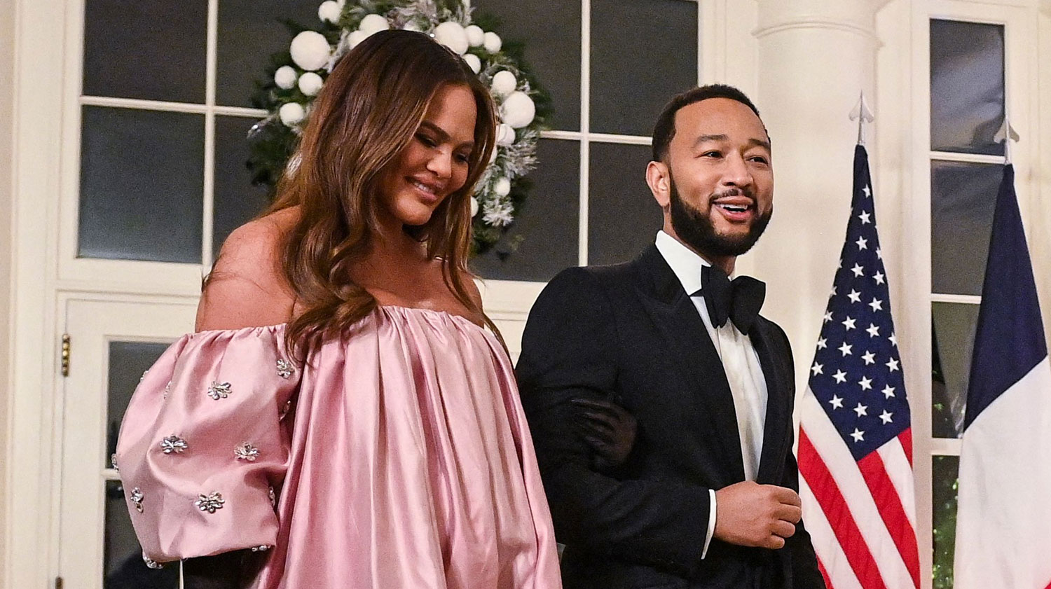Pregnant Chrissy Teigen Celebrates Birthday at the White House State