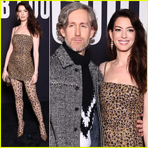 Anne Hathaway Stuns in Head To Toe Leopard Print For Valentino Show in Paris
