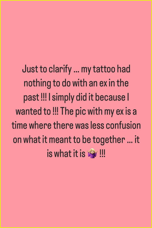 Britney Spears Instagram Story statement about Justin Timberlake and her new tattoo