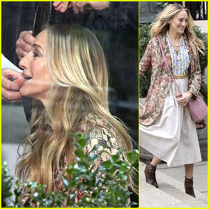 Sarah Jessica Parker Gets Her Makeup Touched Up On 'And Just Like That' Set