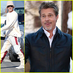 Brad Pitt Sticks Out His Tongue While Filming 'Wolves' With George Clooney
