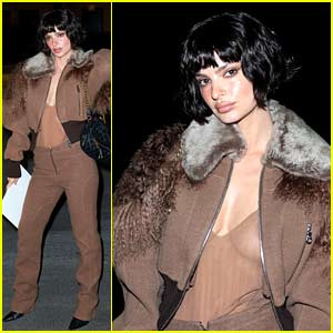 Emily Ratajkowski Wears Completely Sheer Top at Marc Jacobs Fashion Show in New York