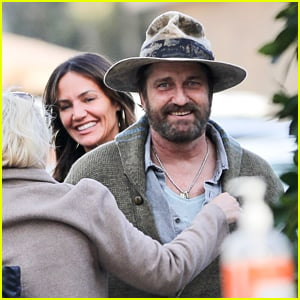 Gerard Butler Wears A Funky Hat While Out To Lunch With Morgan Brown in LA