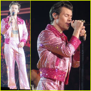 Harry Styles Rocks Out In Pink Sequined Pants During Concert on His Birthday