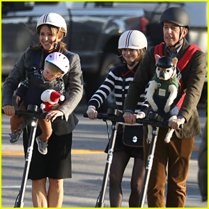 Jennifer Garner Takes A Fake Baby for a Spin On A Scooter For 'Family Leave' Filming