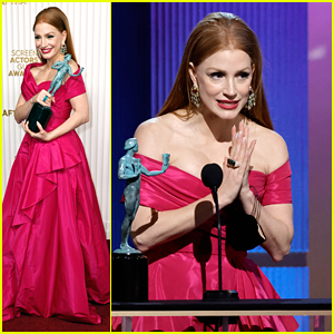 Jessica Chastain Says 'I'll See You On Set' To Rising Stars Watching SAG Awards In Her Winning Speech