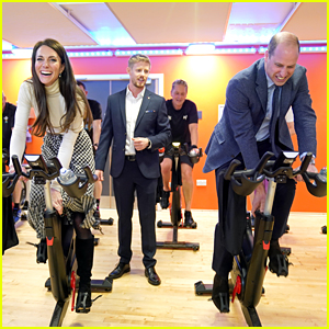 Kate Middleton Wins a Spin Bike Contest While Wearing a Skirt & Heels!