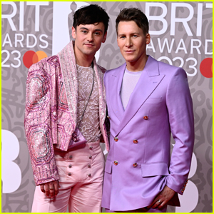 Tom Daley Wears Bedazzled Pink Jacket to BRIT Awards 2023 with Husband Dustin Lance Black