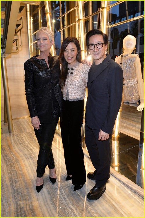 Jamie Lee Curtis, Michelle Yeoh and Ke Huy Quan at the Armani Oscars party