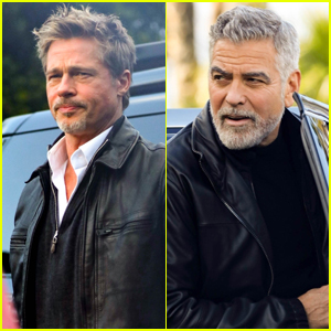 Brad Pitt & George Clooney Arrive on Set to Continue Filming 'Wolves'