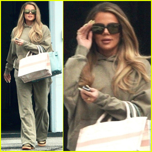 Khloe Kardashian Pairs Full Glam with Comfy Sweats While Leaving Calabasas Studio