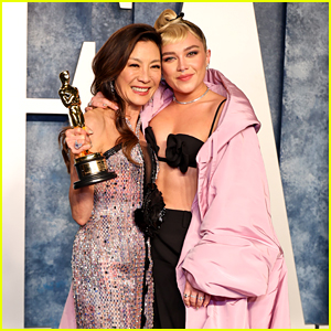 Michelle Yeoh Celebrates Her Oscar Win with Florence Pugh at the Vanity Fair Oscar Party 2023