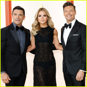 Kelly Ripa Poses with Husband Mark Consuelos & Ryan Seacrest at Oscars 2023