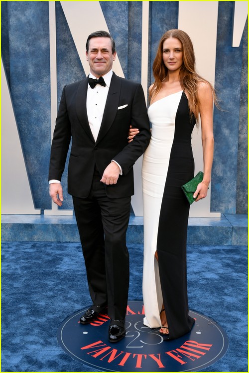 Jon Hamm and Anna Osceola at the Vanity Fair Oscar Party 2023