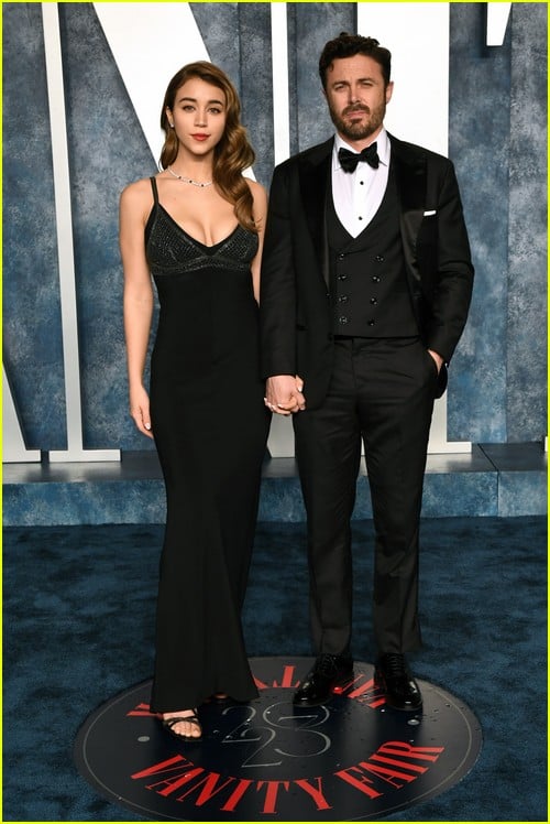 Casey Affleck and Caylee Cowan at the Vanity Fair Oscar Party 2023