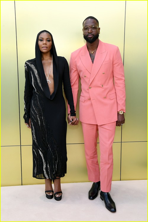 Gabrielle Union and Dwyane Wade at the Versace fashion show in Los Angeles