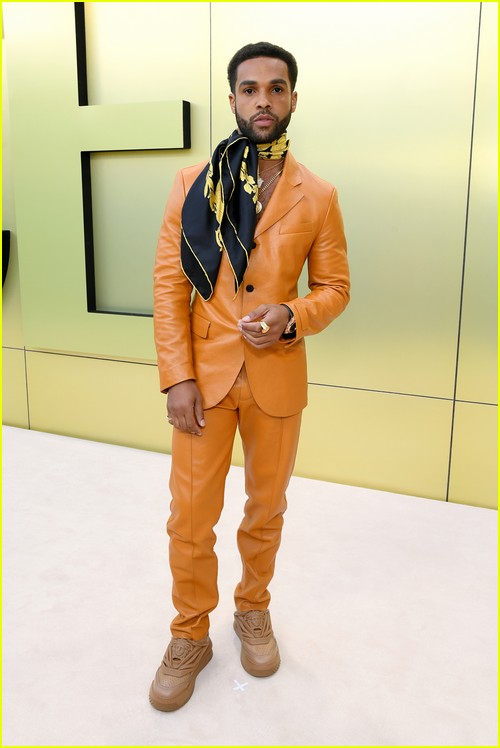 Lucien Laviscount at the Versace fashion show in Los Angeles