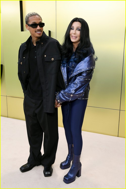 Cher and Alexander Edwards at the Versace fashion show in Los Angeles