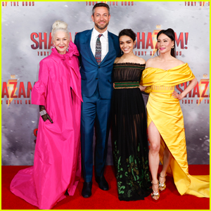 Zachary Levi Joins Helen Mirren, Rachel Zegler, & Lucy Liu at 'Shazam! Fury of the Gods' Premiere in London