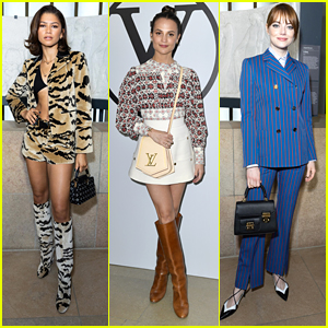 Zendaya Walks On The Wild Side For Louis Vuitton's Paris Fashion Show With Emma Stone & Alicia Vikander