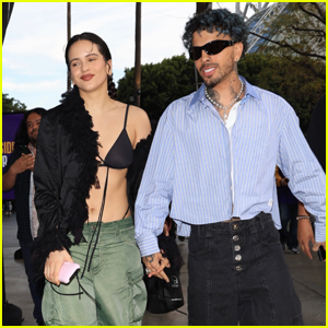 Rosalia & Fiance Rauw Alejandro Hold Hands While Heading to Lakers Game