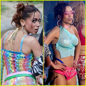 Anitta Bares Her Butt in Rainbow Bright Look, Wears Sheer Top Over Heart-Shaped Pasties On the Set of a New Project