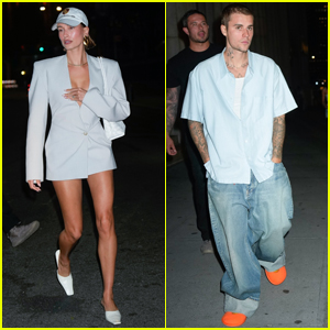 Hailey Bieber Puts Her Own Spin on Pants-Free Blazer Trend During Date Night With Justin Bieber