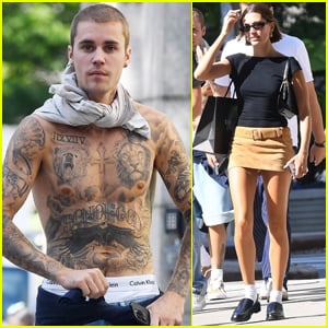 Justin Bieber Goes Shirtless for Walk in NYC with Wife Hailey