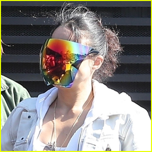 Michelle Rodriguez Covers Most of Her Face in a Colorful Shield While Out With Friends