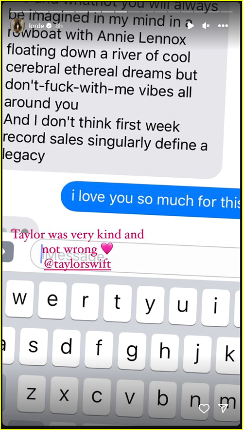 Lorde Shares Uplifting Text From Taylor Swift While Celebrating