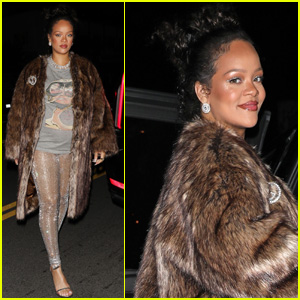 Pregnant Rihanna Rocks Fur Coat for Dinner in Santa Monica
