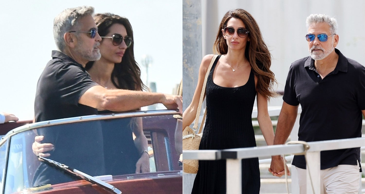 George & Amal Clooney Keep Close on Water Taxi Ride in Venice