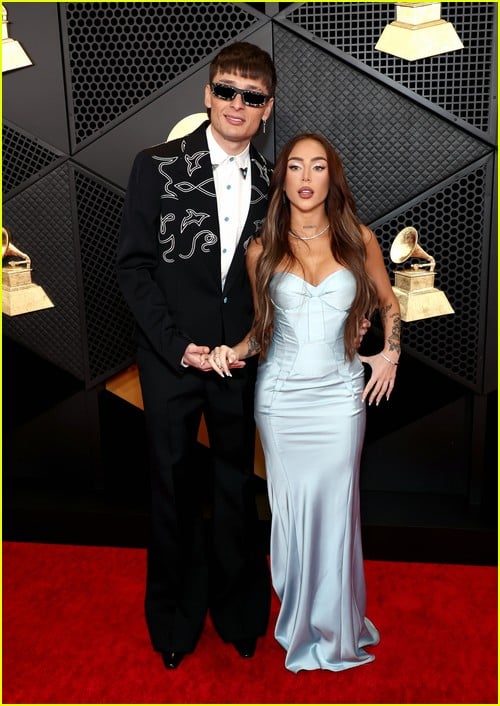 Peso Pluma and girlfriend Nicki Nicole at the Grammys