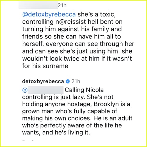 Rebecca Faria instagram comment