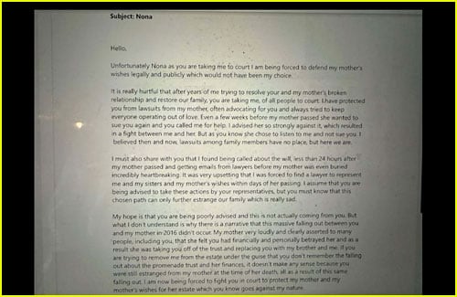 Riley Keough letter