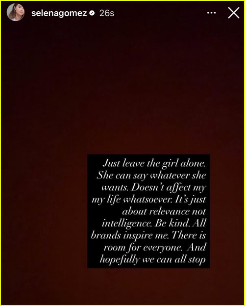 Selena Gomez post