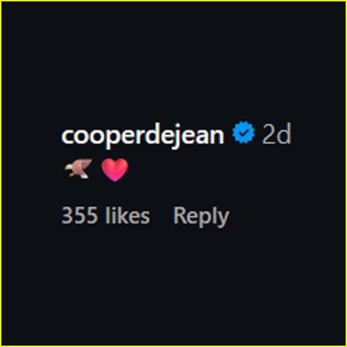 Comentário de Cooper DeJean no Instagram
